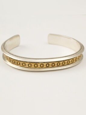 Vintage Artisan Sterling Silver and Brass Cuff Bracelet